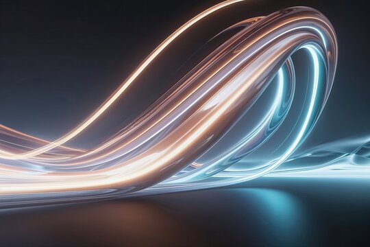 Fluid Luminous Streamlined 3D Dynamic Shape with Friendly Abstract Background