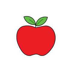 A fresh red apple icon depicting a fruit symbol in a flat design style. This illustration is perfect for healthy food apps, graphics, and nutrition-related content