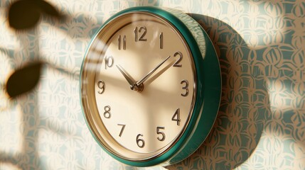 Vintage timepiece decor retro home wall clock cream and teal theme nostalgic vibe aesthetic appeal