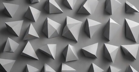 Fototapeta premium Interconnected triangles forming a 3D-like effect on gray paper, abstract patterns, layered compositions, triangles, optical illusions, textured surface