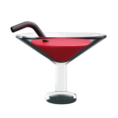 Cocktail Glass 3d Render Icons