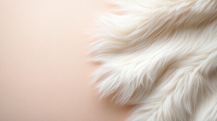 Soft white faux fur on light background shows luxurious texture and warmth