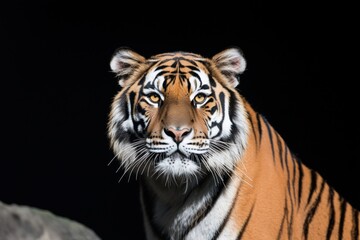 Full Portrait of a Bengal Tiger Staring Straight Ahead