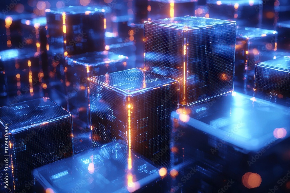 Poster innovative blockchain solutions digital realm technology visuals futuristic environment abstract per