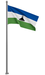 レソト王国のはためく国旗の3Dイラスト(正面)	