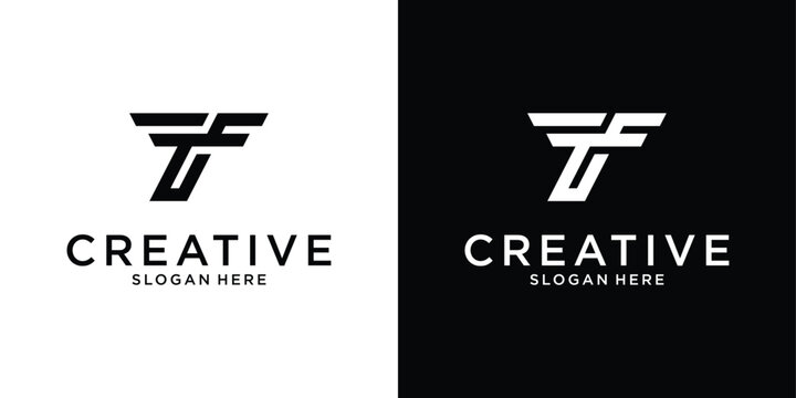 TF or FT initial letter logo design vector