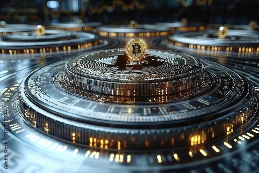 Poster innovative blockchain currency systems revolutionizing secure ecosystems digital finance technology 