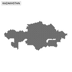 Map outline of Kazakhstan illustrated in dotted design on white background