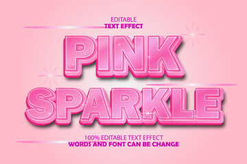 pink sparkle editable text effect 3d emboss modern style