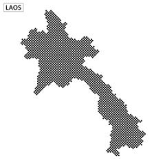 Visual representation of Laos map with dotted pattern and abstract lines