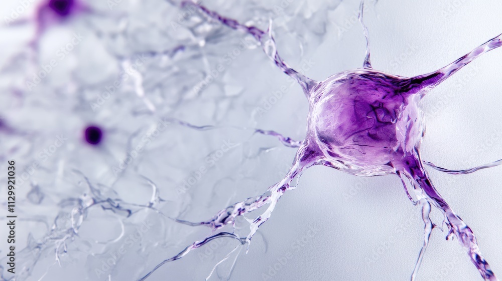 Poster microscopic image of neuron, showcasing intricate neural connections