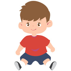 Cartoon Illustration of a Playful Boy Sitting, Design Inspiration, Character