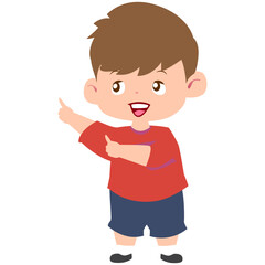 Playful Cartoon Boy Pointing with a Smile, Design Inspiration, Character