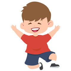 Cheerful Cartoon Boy Jumping with Joy, Design Inspiration, Character