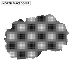 Map of North Macedonia highlighting geographical features and borders