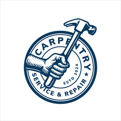 carpentry logo badge design