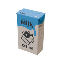 Small Milk Isometric Front Right View 3D Render Design Element
