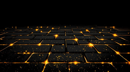 Obraz premium An abstract grid of squares in a digital space that glow yellow