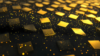 Obraz premium An abstract grid of squares in a digital space that glow yellow