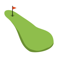 golf hole with red flag on green grass