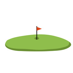 golf hole with red flag on green grass