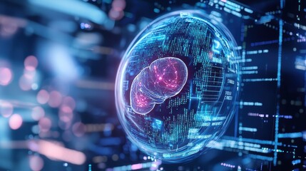 A futuristic take on pregnancy: a holographic projection of an embryo inside a womb