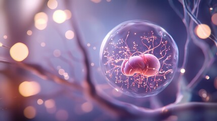 A medical-style yet artistic representation of a baby embryo inside the uterus