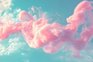 Pink Cotton Candy Clouds Drifting Across A Sky