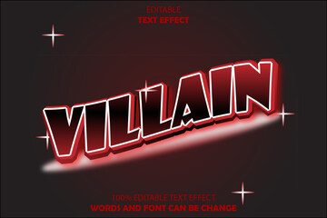 villain editable text effect 3d emboss neon style