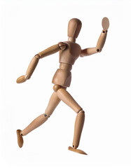 Wooden Figurine Running Art Model Motion Pose Action Studio Shot