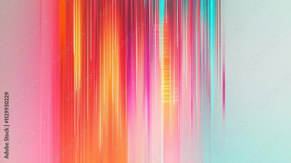 Poster abstract digital cyberspace background shows vertical neon lines of bright colours. vibrant colours 