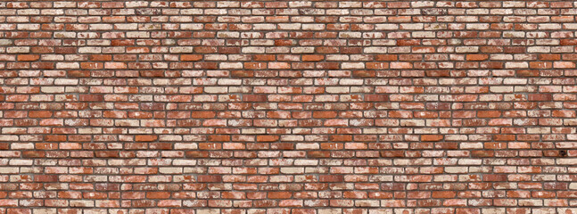 Panorama Red brick wall texture background,
