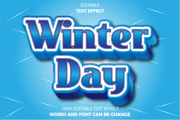 winter day editable text effect 3d emboss modern style