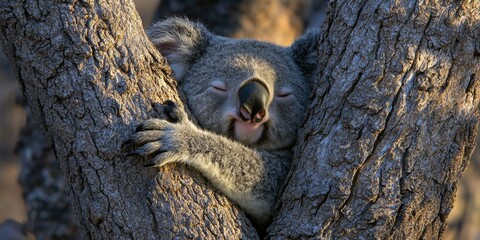 Serene Koala Sleeping in Tree Aussie Wildlife Nature Photo