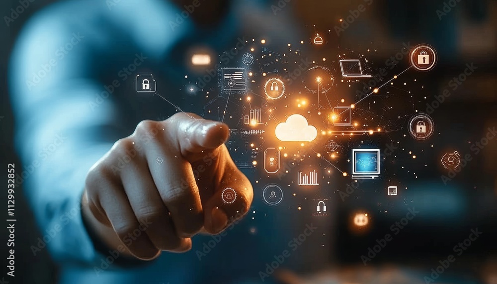 Poster digital transformation in business technology, iot and ai innovation for enhanced global capabilitie