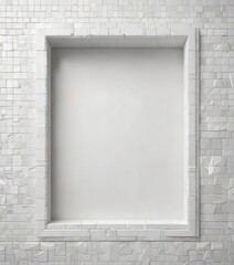 Geometric white mosaic border on white background, simple, design