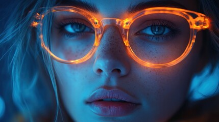 Futuristic Woman with Advanced Technology and AI Innovations in Cyberpunk Style