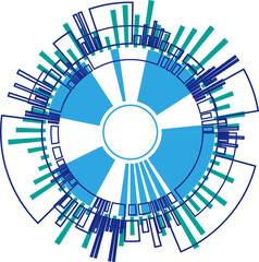Abstract technology righ circle in blue and green.