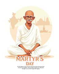 Happy Mahatma Gandhi punyatithi, martyr's day social media post banner template