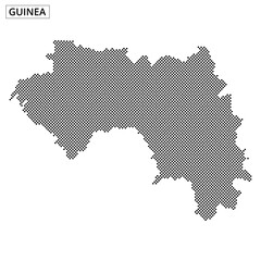 Unique dotted map representation of Guinea highlighting geographic features