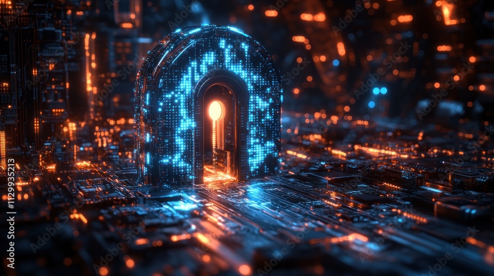 Poster digital lock visualization for cybersecurity data protection and privacy compliance importance