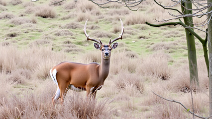 Male red deer at Old John in Bradgate Country Park