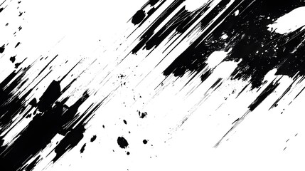 Abstract Black Ink Strokes on White Background