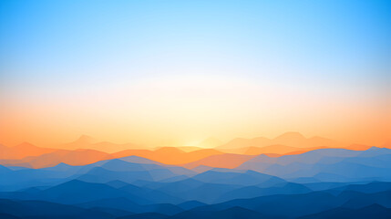 Sunset Over Layered Blue Mountainscape