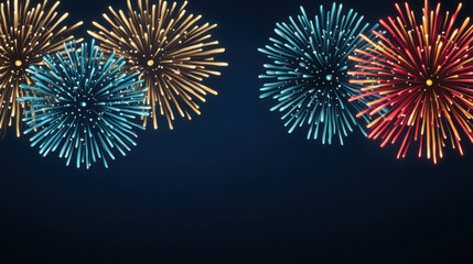 Fototapeta premium Colorful fireworks illuminate night sky with vibrant bursts