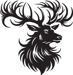 Fototapeta premium A regal stag head silhouette with majestic antlers vector black