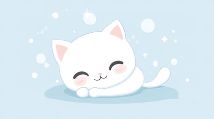 Fototapeta premium Kawaii White Baby Cat - Cute and Playful Pet