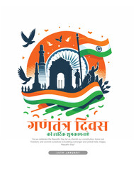 Happy Republic Day India on 26th January  and Independence Day India Social media post banner
