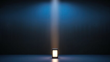 Illuminated blue studio with scenic spotlight lamp