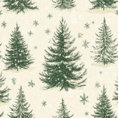 Obraz premium Winter Christmas Tree Forest with Snow and Holiday Decorations